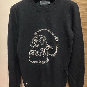 Philipp Plein Cashmere Black Skull  women’s Embellished Sweater size S gorgeous